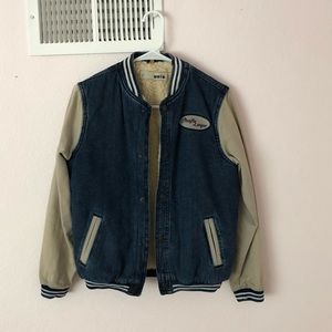 TOPSHOP Shearling Denim Bomber